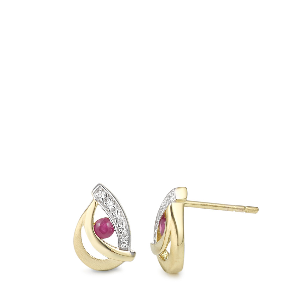 Clous d'oreilles Or jaune 9K Rubis 12 Pierres-588856