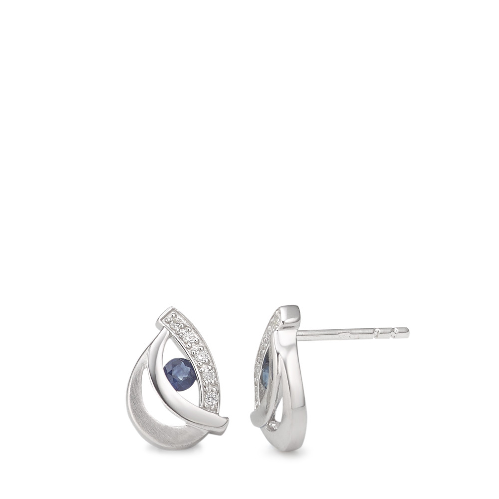 Clous d'oreilles Or blanc 9K Saphir 12 Pierres-588857