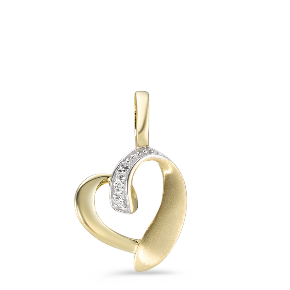 Pendentif Or jaune 9K Zircone 8 Pierres Coeur Ø11 mm-588866