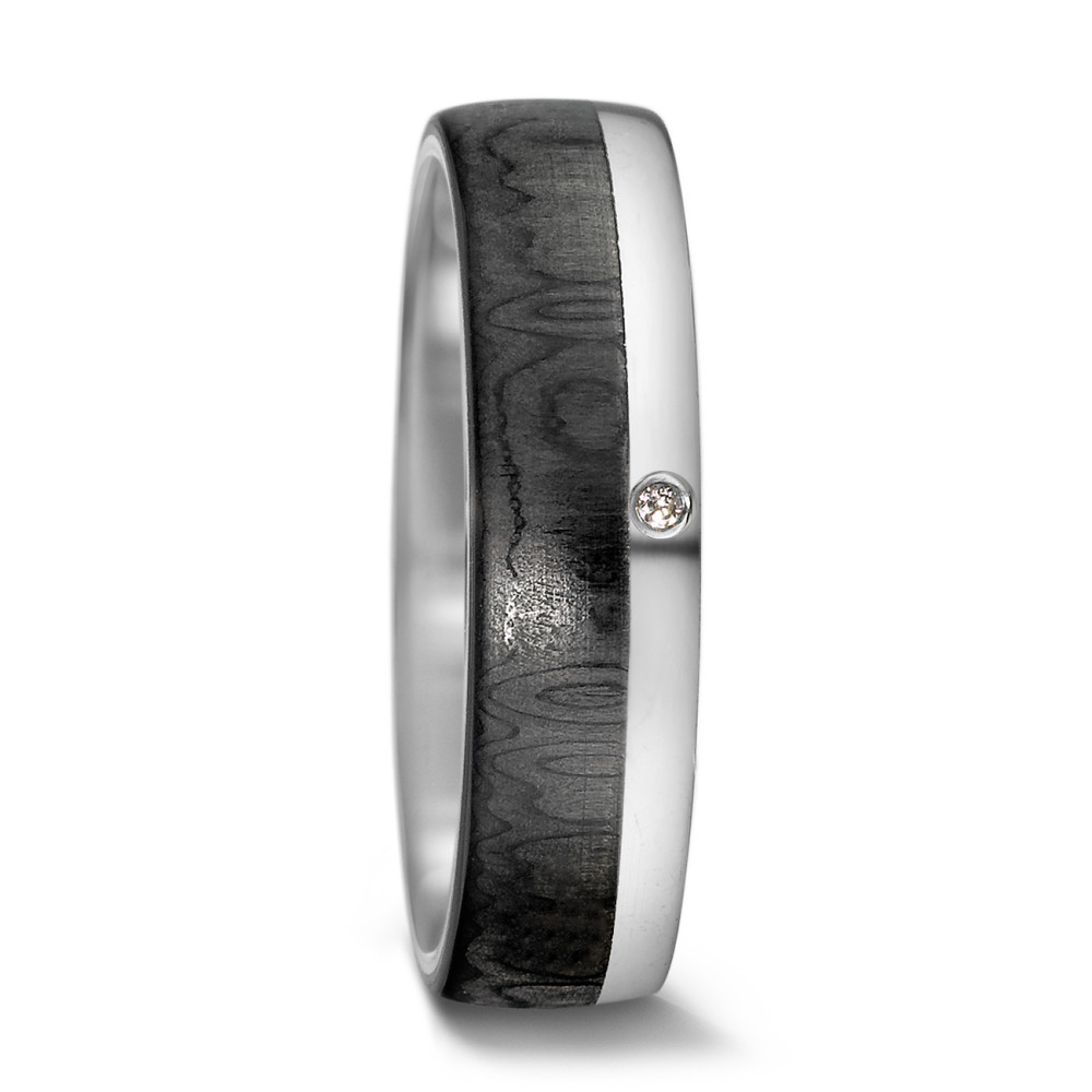 Alliance Or blanc 14K, Carbone Diamant 0.01 ct, tw-si-588907