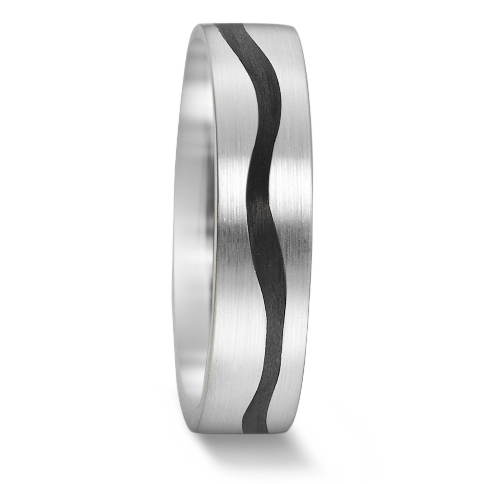 Alliance Or blanc 14K, Carbone-588924