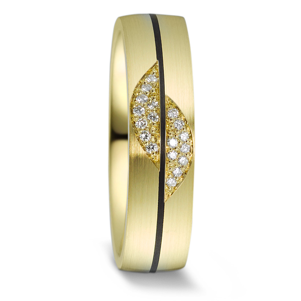 Alliance Or jaune 14K, Carbone Diamant 0.09 ct, 18 Pierres, w-si-588929
