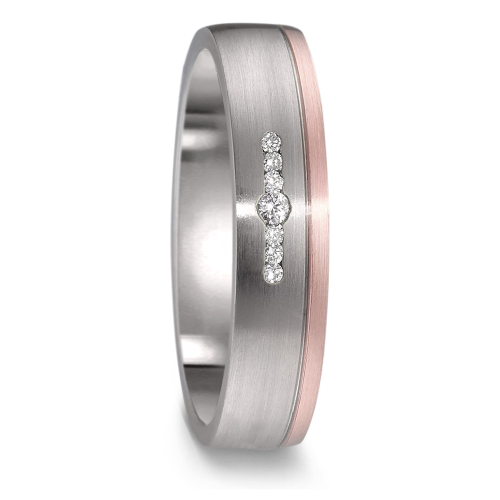 Alliance Titane, Or rouge 18K Diamant 0.045 ct, 7 Pierres, w-si-589084
