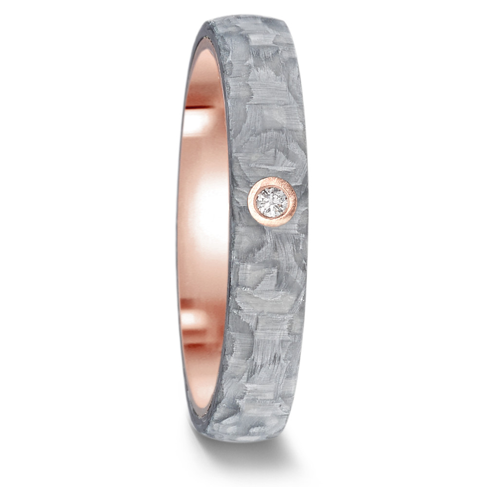 Partnerring 585/14 K Rotgold, Carbon Diamant 0.02 ct, w-si-589092