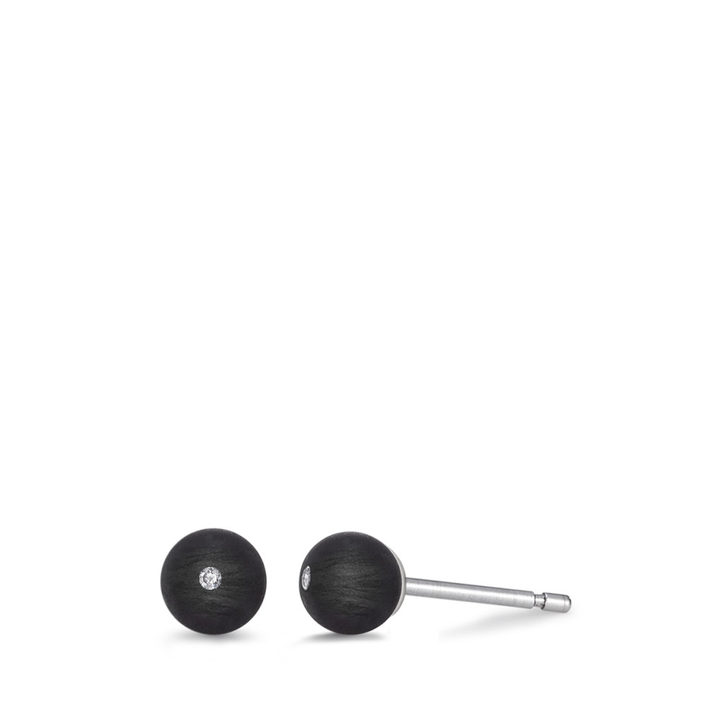 Clous d'oreilles Acier inoxydable, Carbone Diamant 0.016 ct, 2 Pierres, w-si Ø5 mm-589142