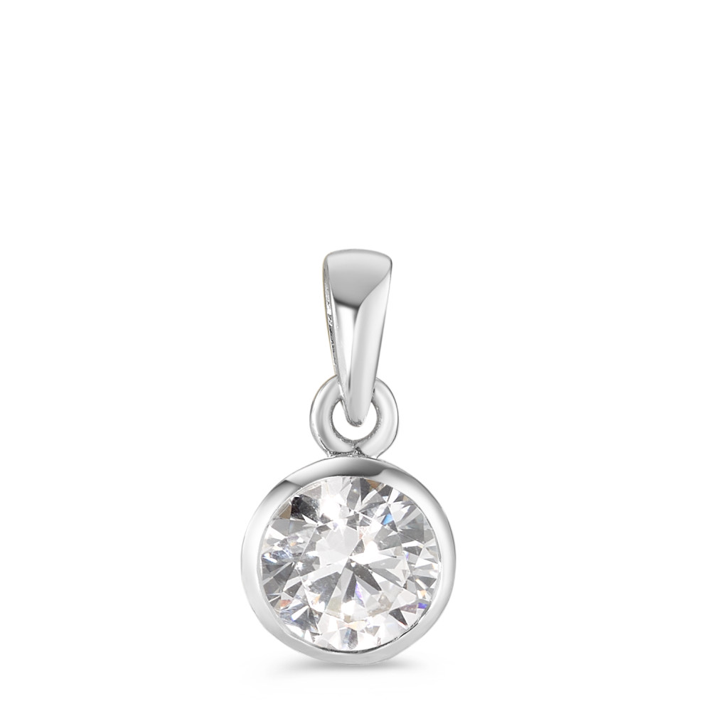 Pendentif Argent Zircone blanc Rhodié Ø7.5 mm-589180
