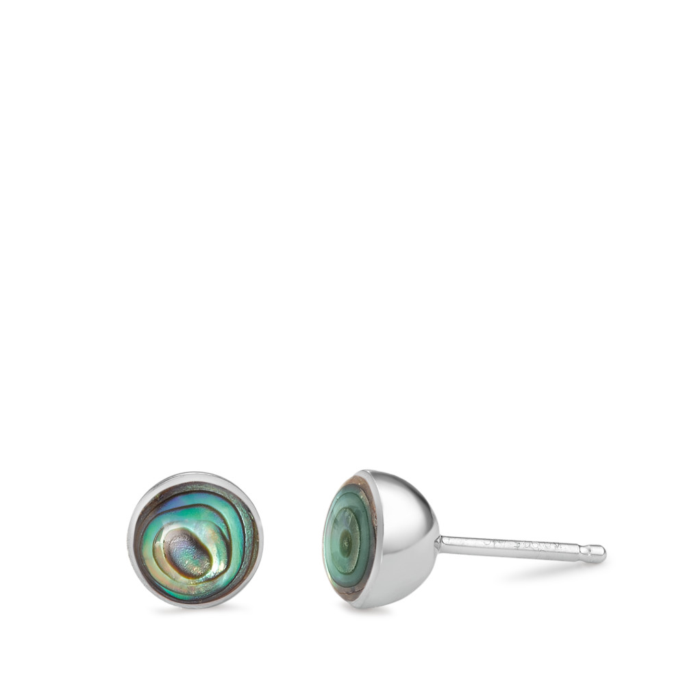Clous d'oreilles Argent Abalone Rhodié Ø7 mm-589202