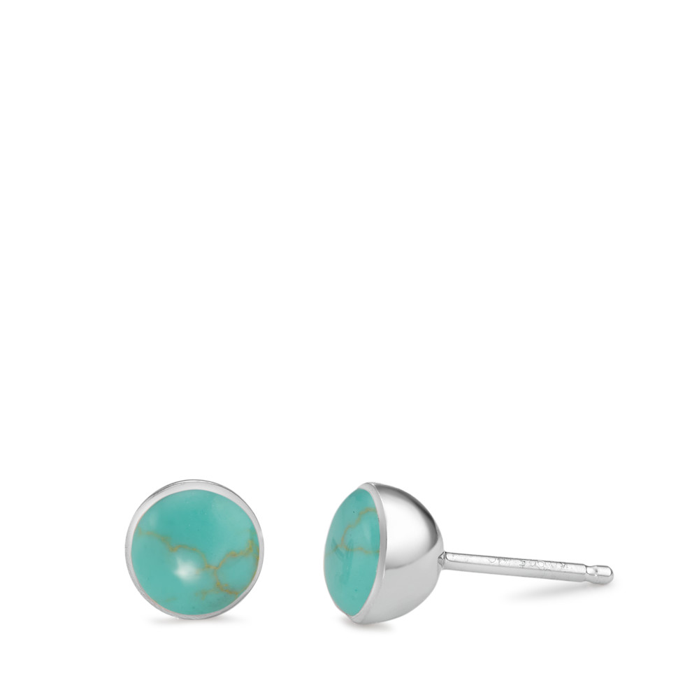 Clous d'oreilles Argent Turquoise vert Rhodié Ø7 mm-589203