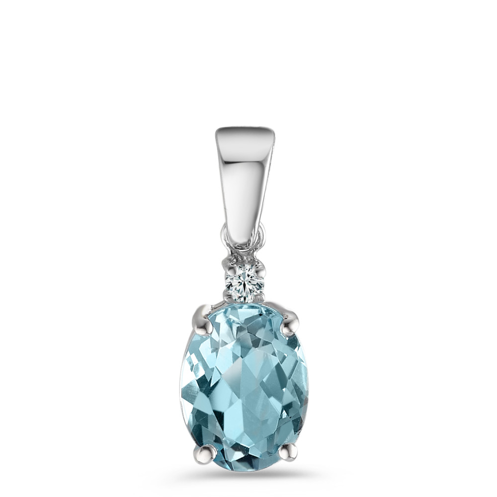 Pendentif Or blanc 18K Topaze 2 Pierres, w-si-589255