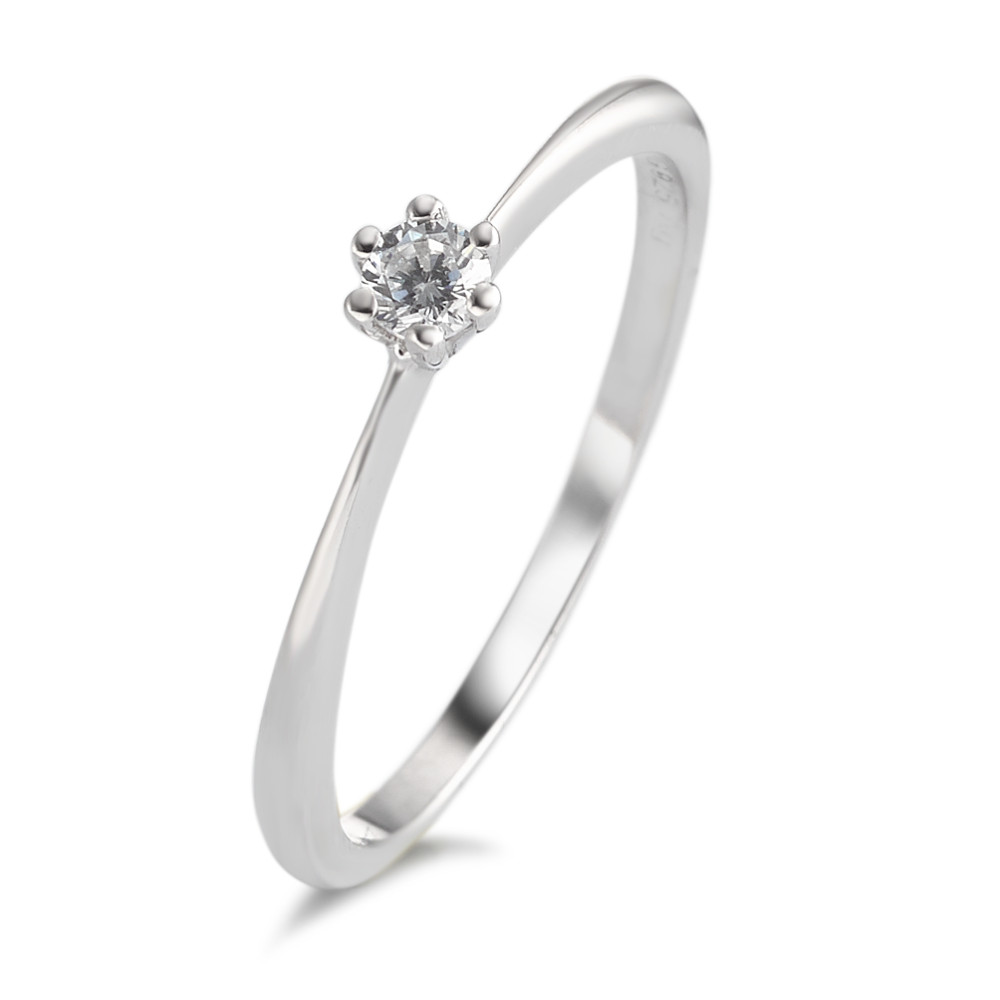Bague solitaire Argent Zircone Rhodié-589273