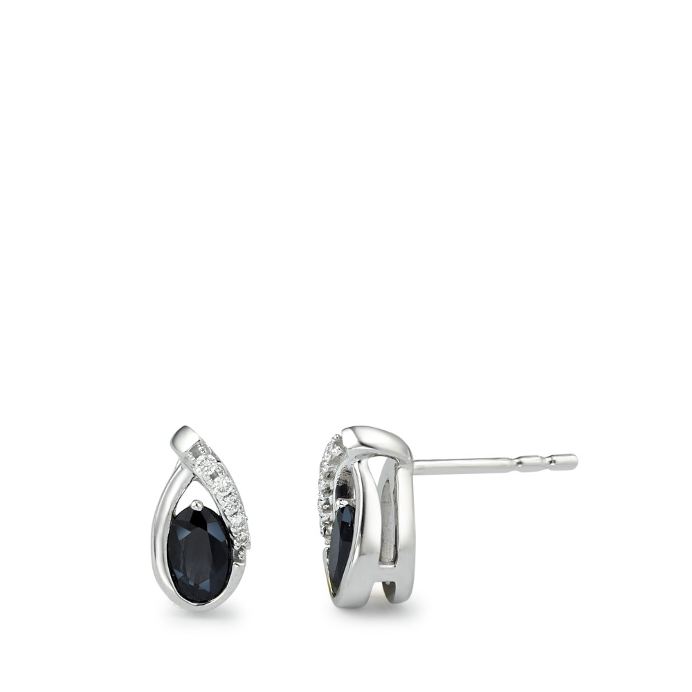 Clous d'oreilles Or blanc 9K Saphir 10 Pierres-589297