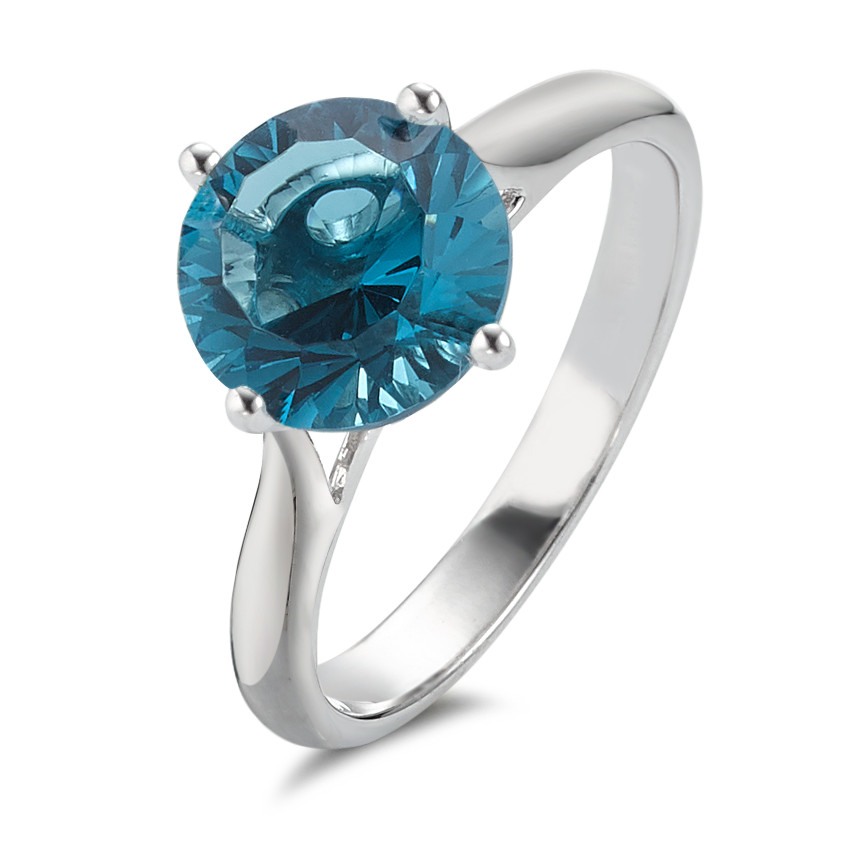 Bague Argent Quartz bleu Rhodié Ø9 mm-589324