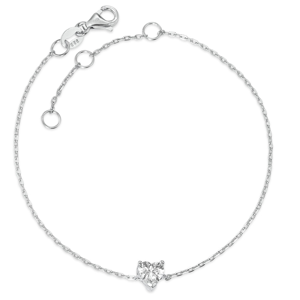 Bracelet Argent Zircone Rhodié Coeur 16-19 cm-589384