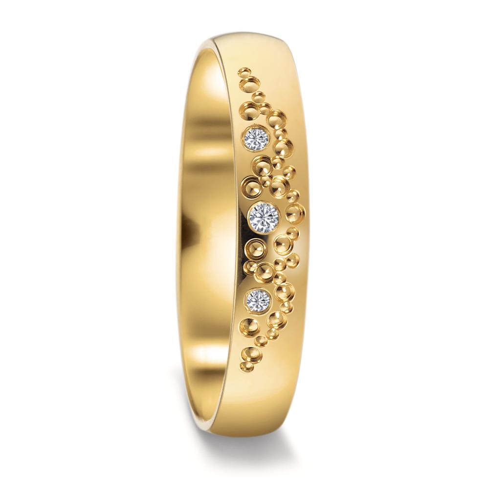 Alliance Or jaune 18K Diamant 0.02 ct, 3 Pierres, tw-vsi-589530