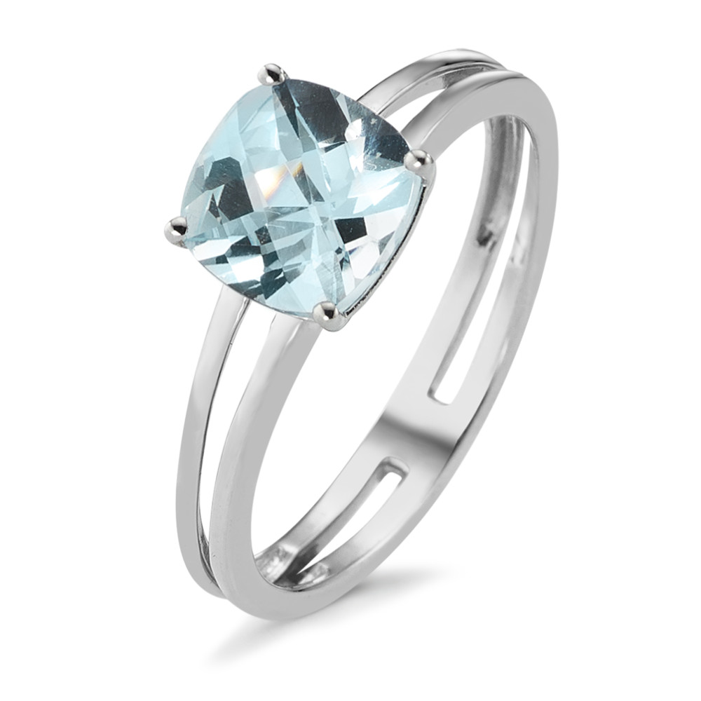 Bague Or blanc 9K Topaze bleu Ø7 mm-589676