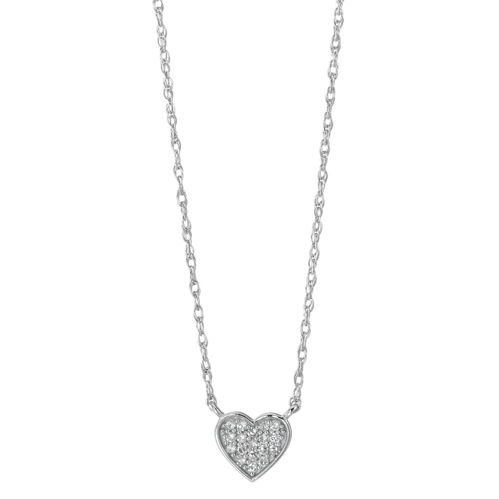 Collier Or blanc 18K Diamant 0.05 ct, 18 Pierres, w-si Coeur 40-46 cm-589808