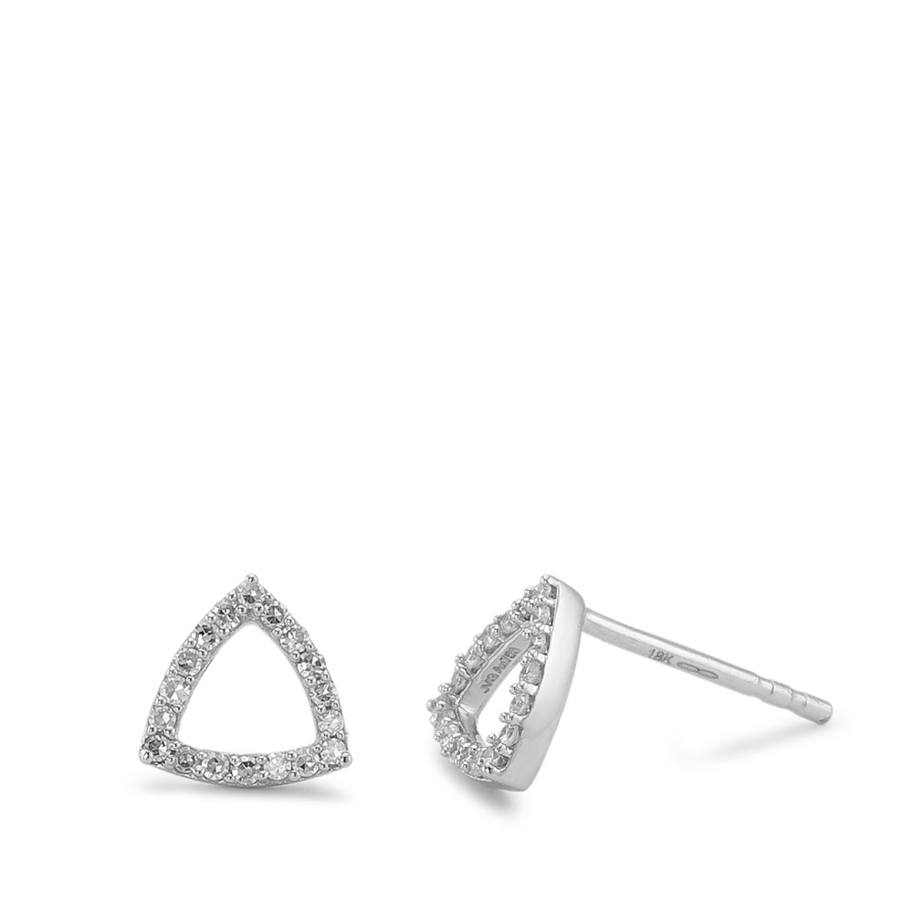 Clous d'oreilles Or blanc 18K Diamant 0.10 ct, 36 Pierres, w-si Ø6.5 mm-589812