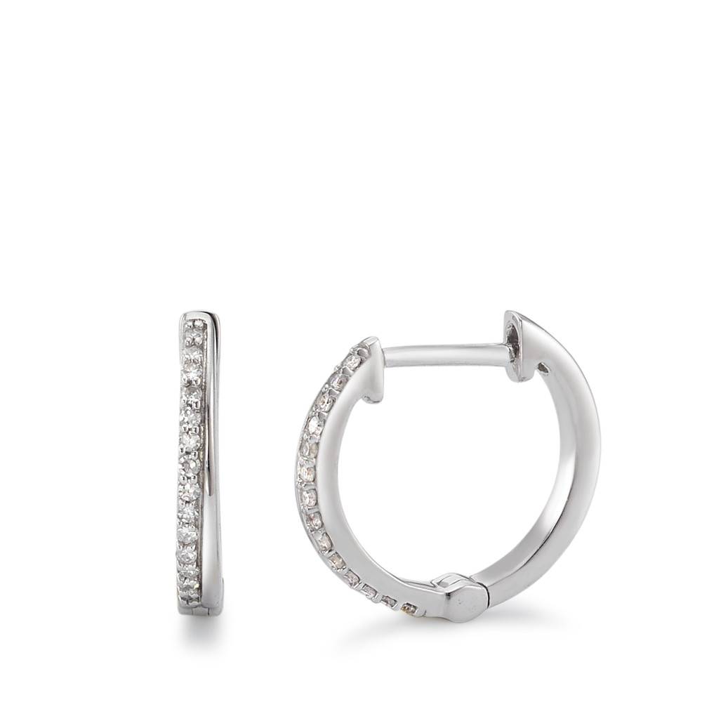 Klappcreolen 750/18 K Weissgold Diamant 0.08 ct, 28 Steine, w-si-589815