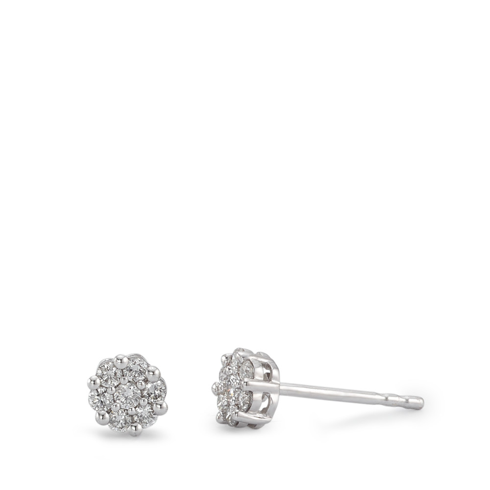Ohrstecker 750/18 K Weissgold Diamant 0.25 ct, 18 Steine, w-si Ø5 mm-589831