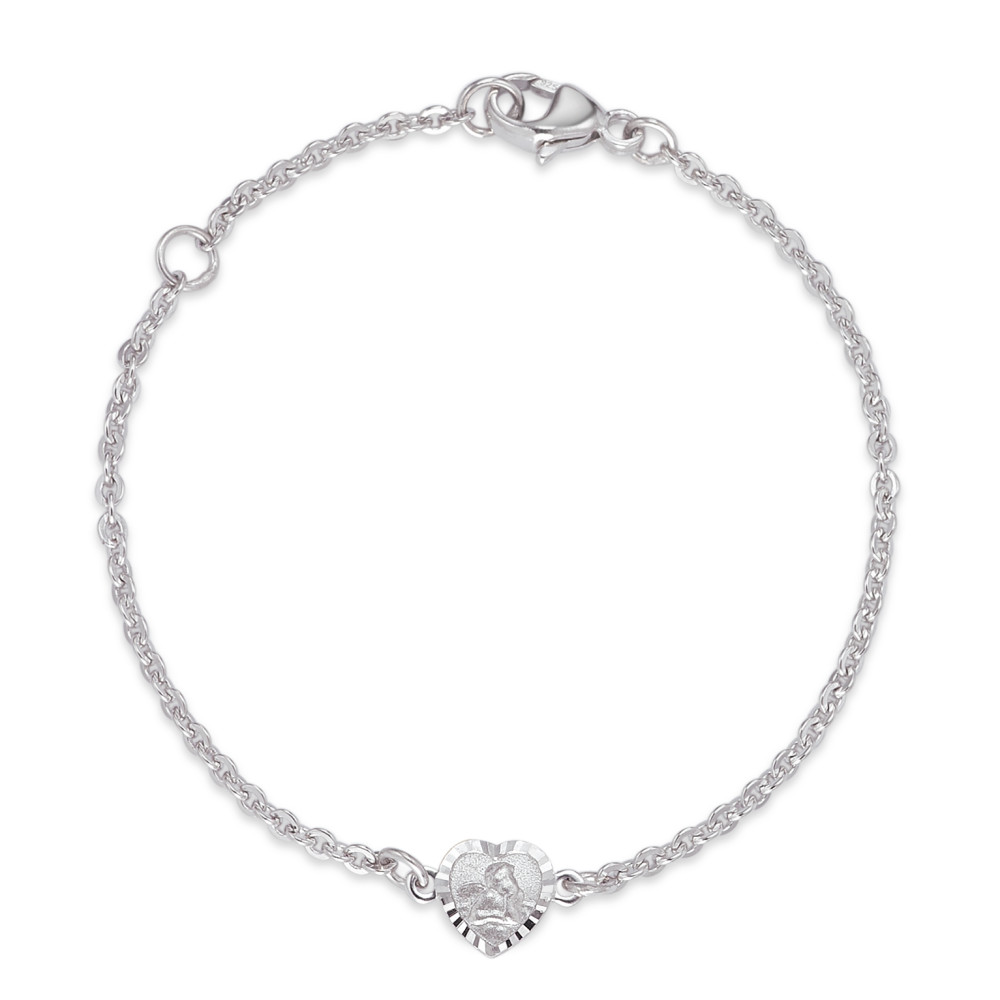 Gourmette avec gravure Argent Rhodié Coeur 12-14 cm Ø6 mm-590085