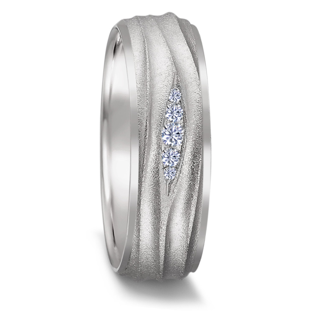 Partnerring 750/18 K Weissgold Diamant 0.077 ct, 5 Steine, w-si-590105