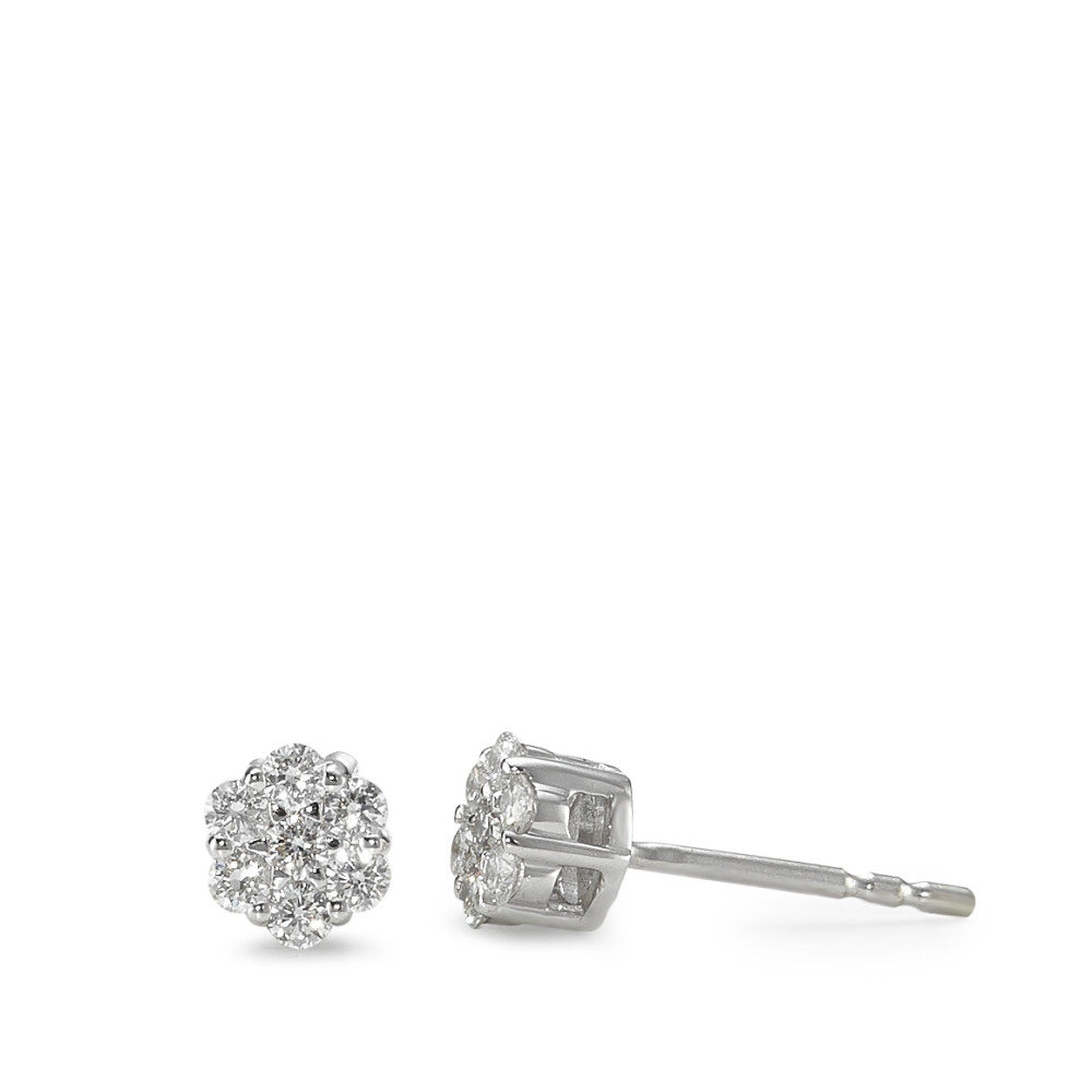 Clous d'oreilles Or blanc 18K Diamant 0.25 ct, 14 Pierres, w-si Ø4.8 mm-590197