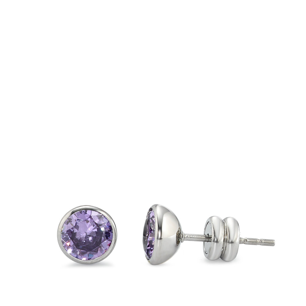 Ohrstecker Edelstahl Zirkonia violett, 2 Steine Ø6.5 mm-590219