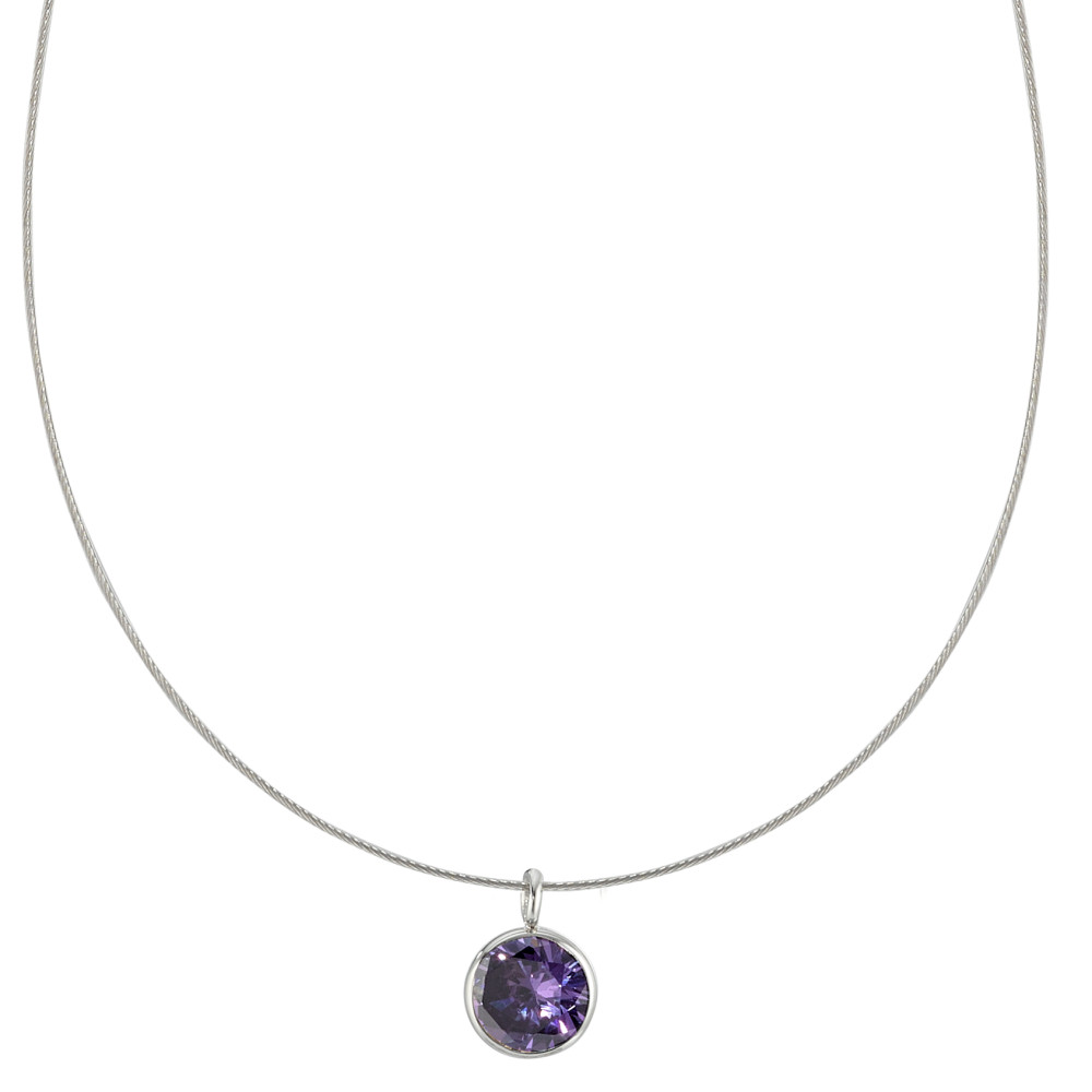 Collier Acier inoxydable Zircone violet 42 cm-590220