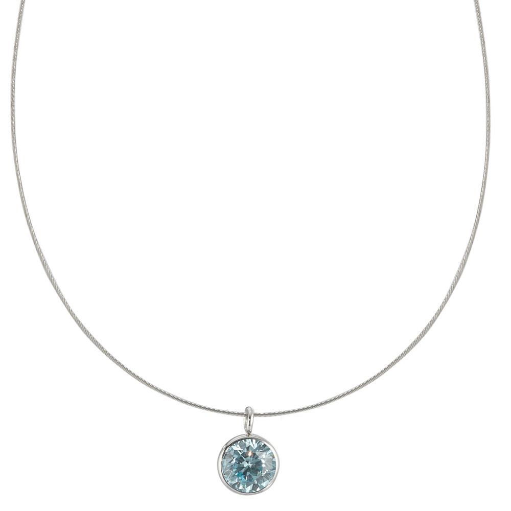 Collier Acier inoxydable Zircone aqua 42 cm-590222