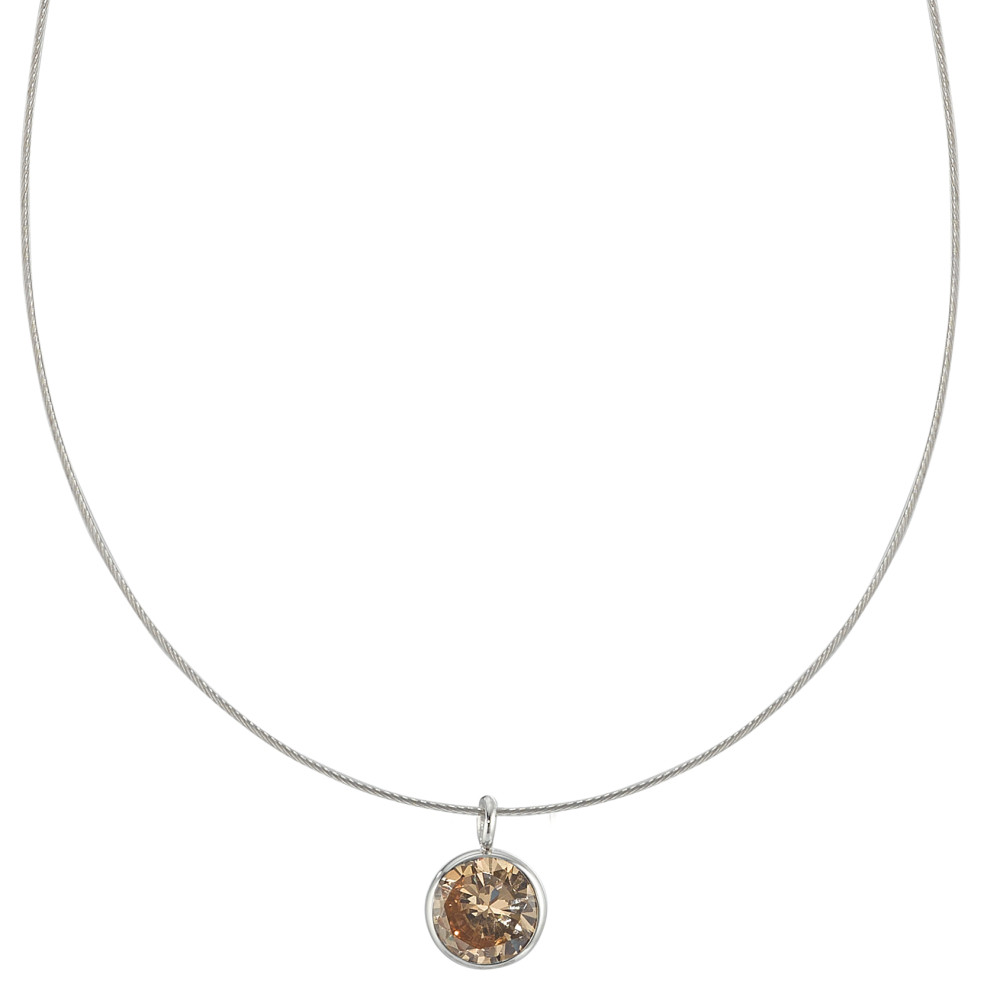 Collier Acier inoxydable Zircone champagne 42 cm-590224