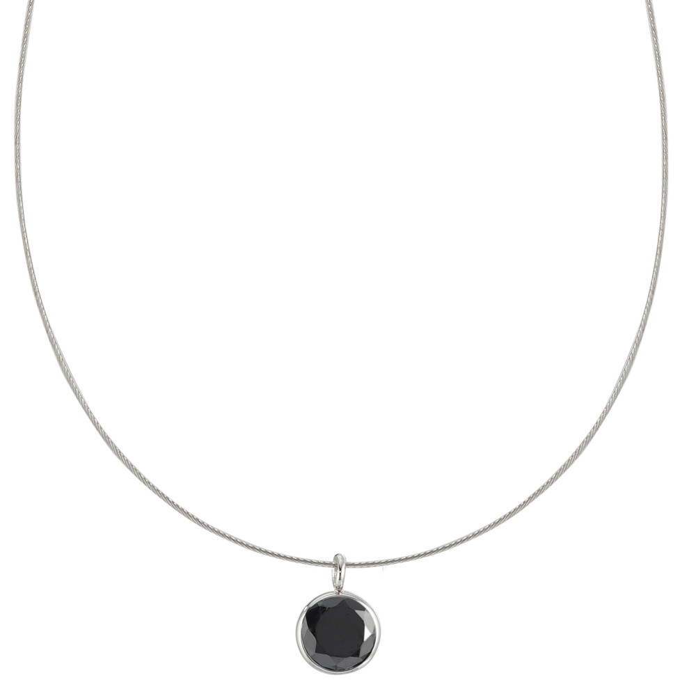 Collier Acier inoxydable Zircone noir 42 cm-590226