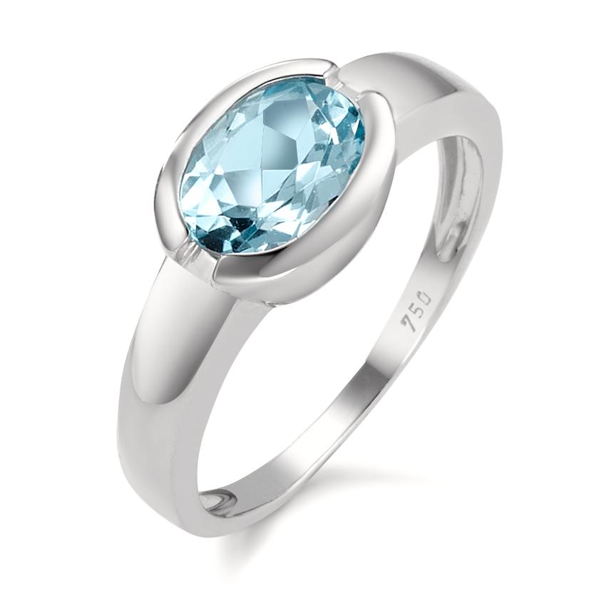 Bague Or blanc 18K Topaze bleu-590305