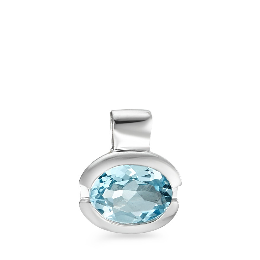 Pendentif Or blanc 18K Topaze bleu-590308