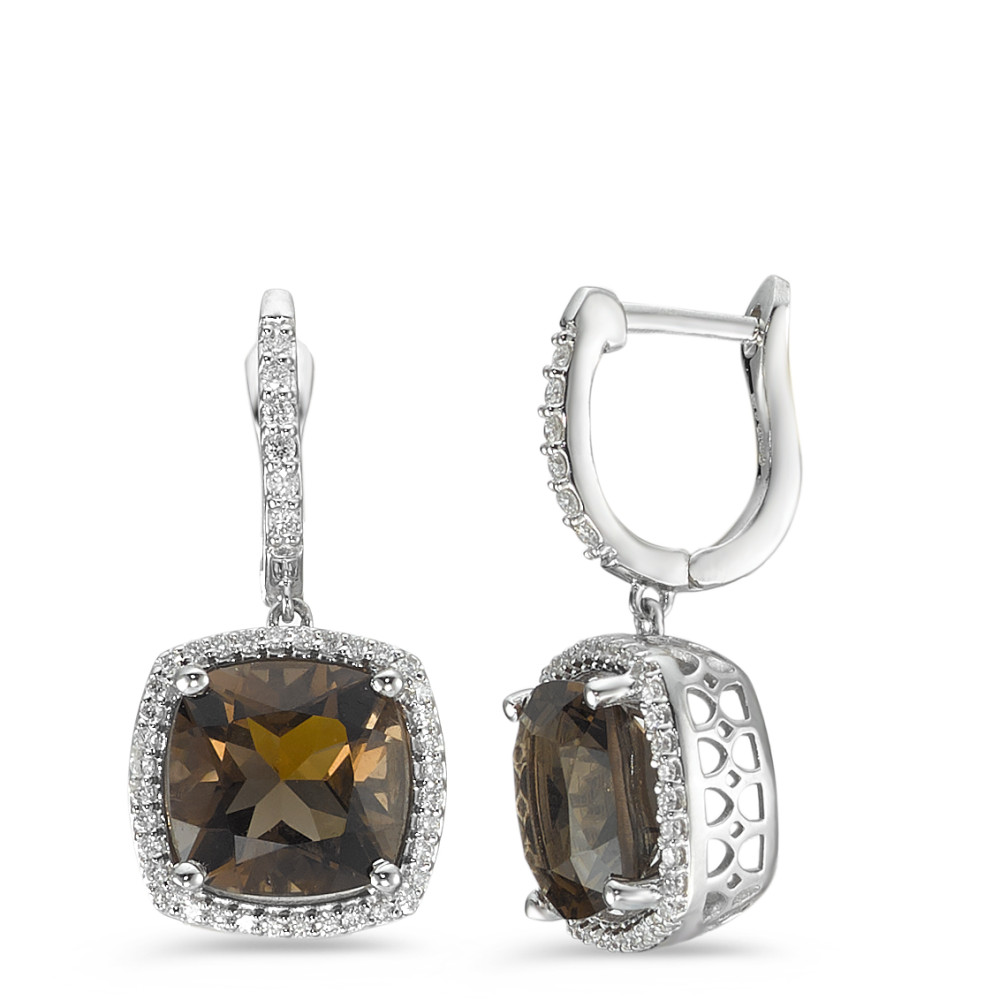 Pendant d'oreilles Or blanc 18K Quartz fumé 2 Pierres, Diamant blanc, 0.25 ct, 76 Pierres, w-pi3-590541