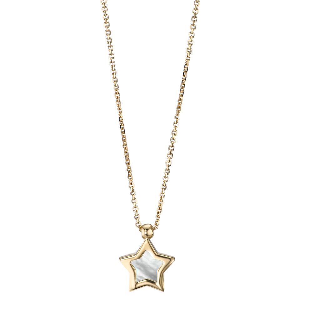 Collier Or jaune 18K nacre blanc Étoile 42 cm-590584