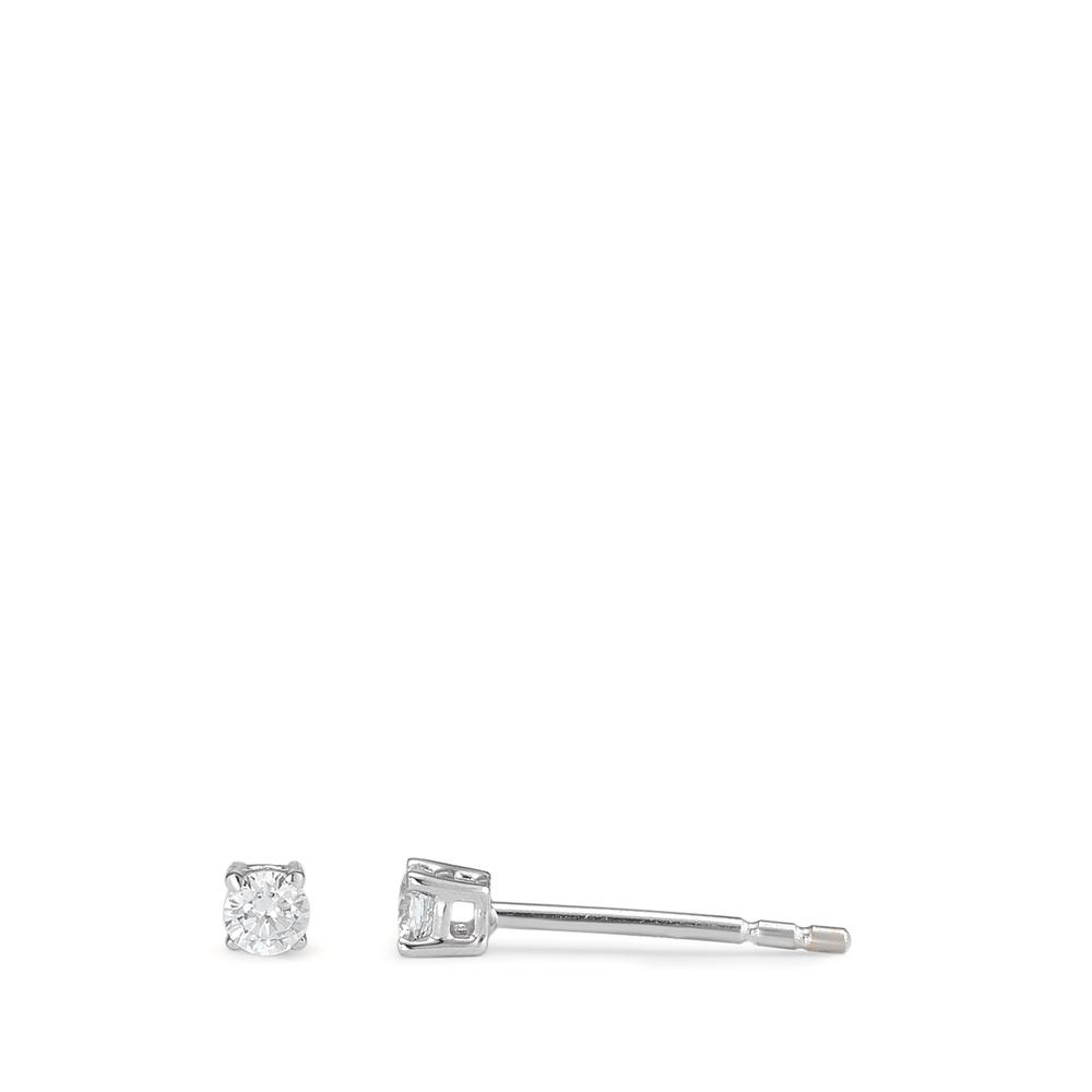 Clous d'oreilles Or blanc 18K Zircone 2 Pierres Ø2.5 mm-590593