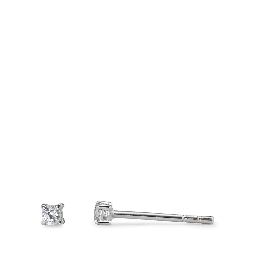 Clous d'oreilles Or blanc 18K Zircone 2 Pierres Ø2 mm-590594