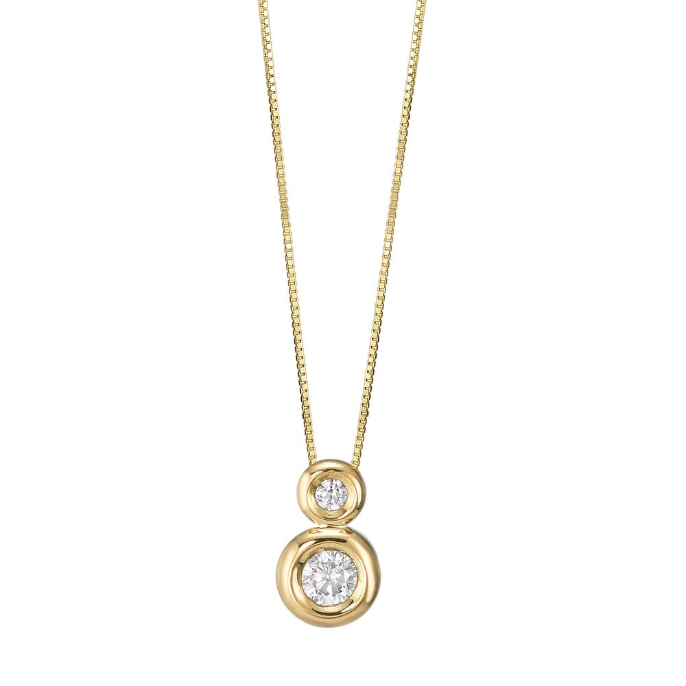 Collier Or jaune 18K Zircone 2 Pierres 42 cm-590596