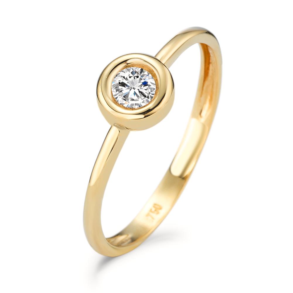 Bague solitaire Or jaune 18K Zircone-590598