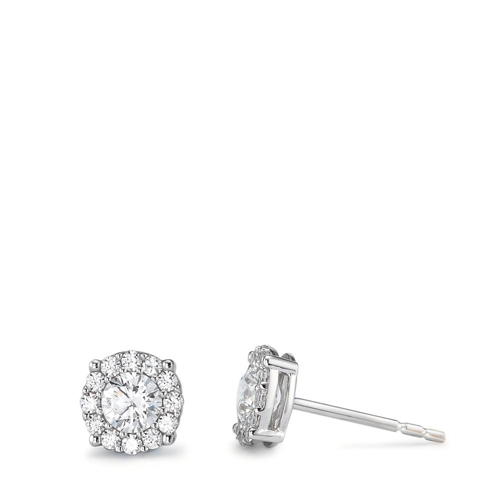 Clous d'oreilles Or blanc 18K Zircone Ø6.5 mm-590600