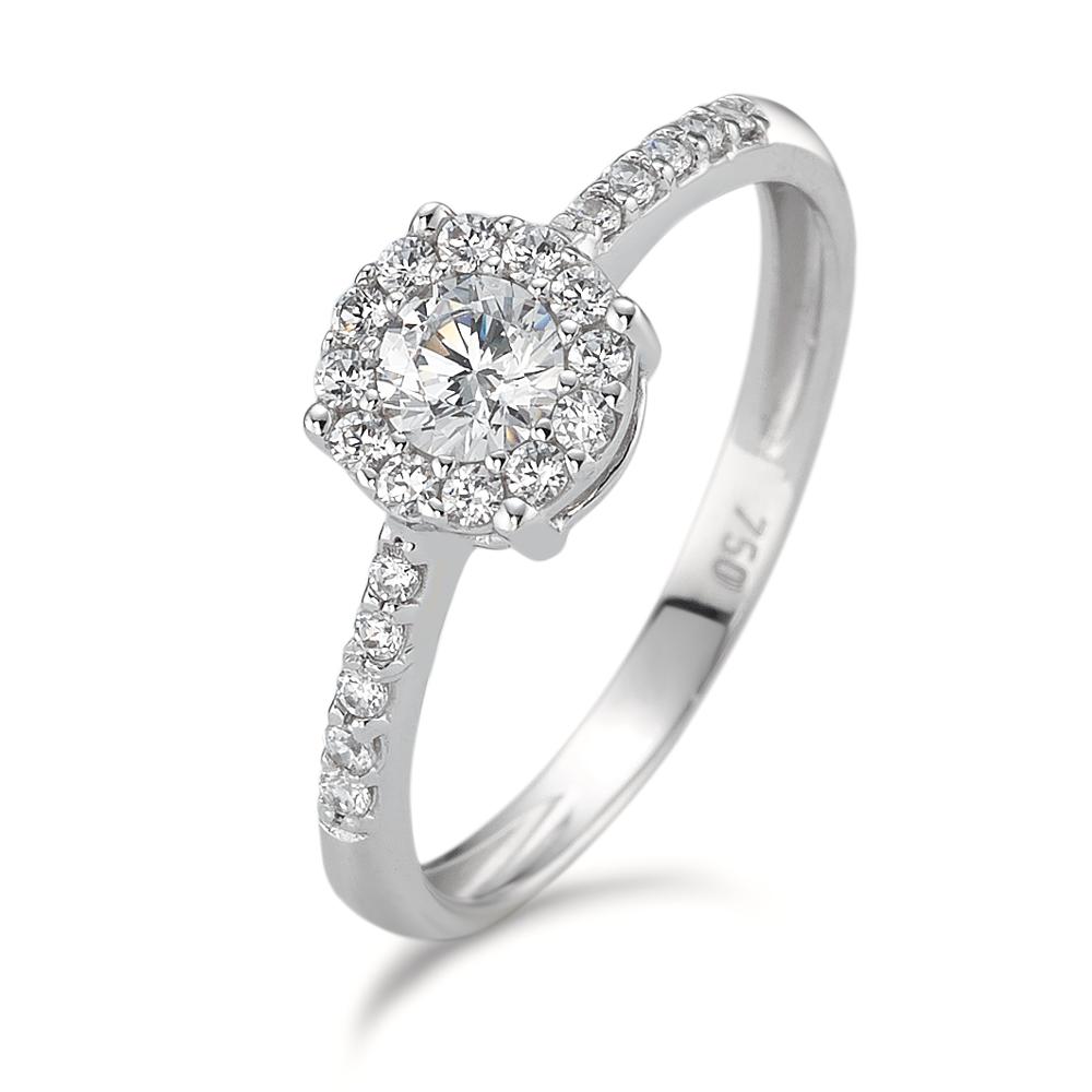 Bague solitaire Or blanc 18K Zircone-590601