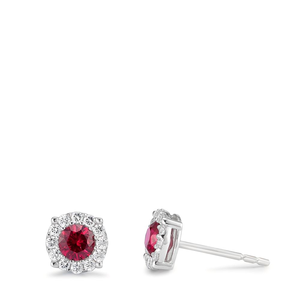 Clous d'oreilles Or blanc 18K Zircone Ø6.5 mm-590602
