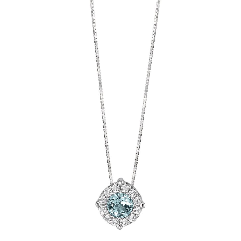 Collier Or blanc 18K Topaze bleu 42 cm-590605