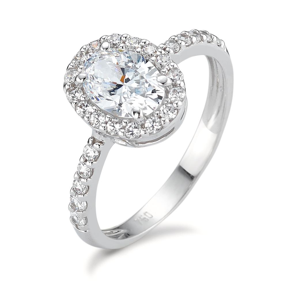 Bague solitaire Or blanc 18K Zircone-590606