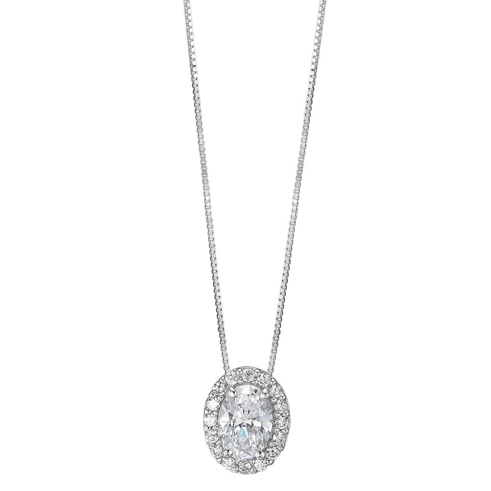 Collier Or blanc 18K Zircone 42 cm-590607