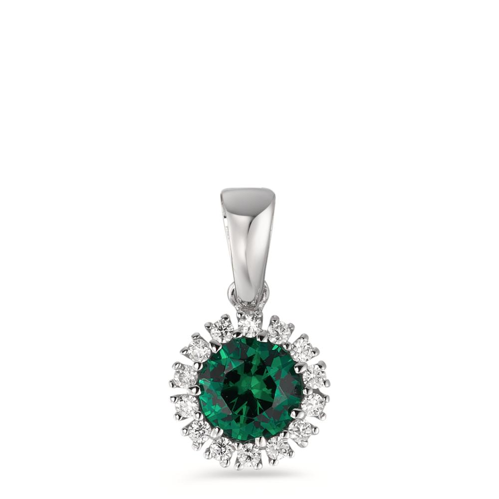 Pendentif Or blanc 18K Zircone vert Ø7.5 mm-590617