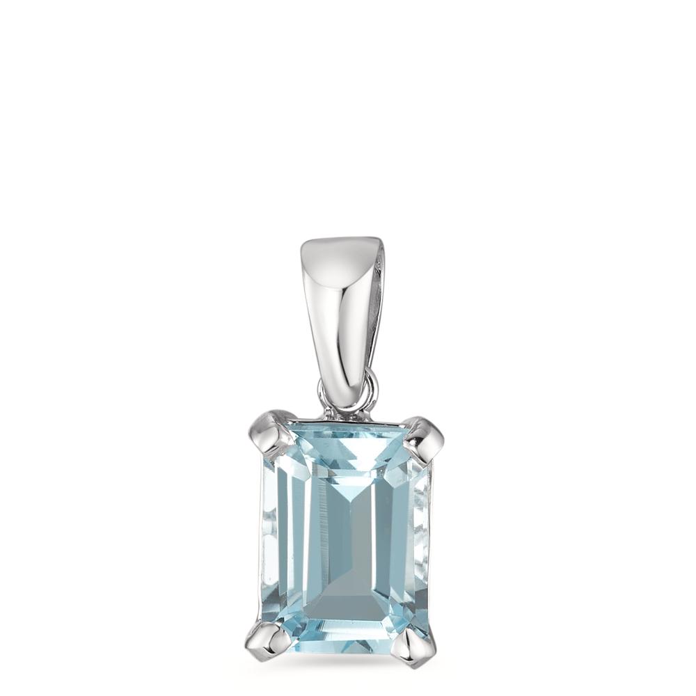 Pendentif Or blanc 18K Topaze bleu-590618