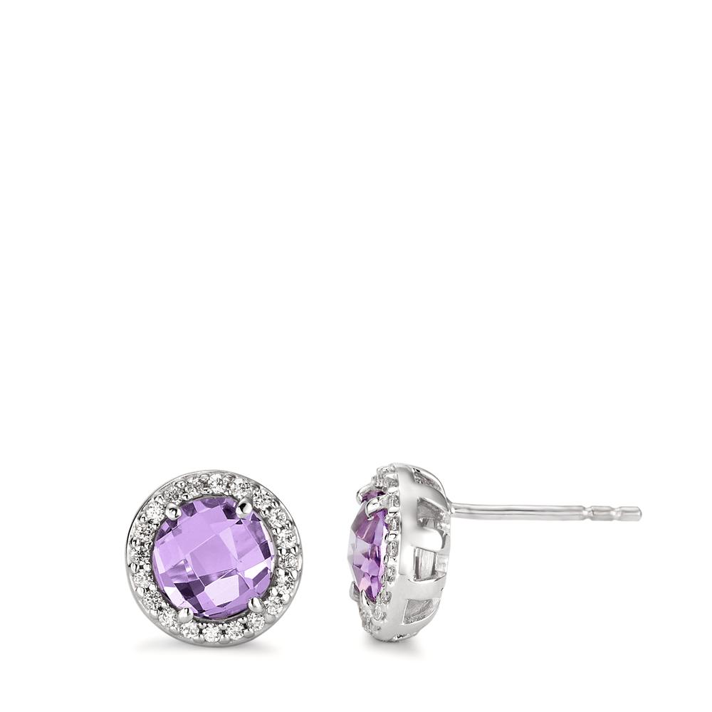 Clous d'oreilles Or blanc 18K Améthyste Ø9 mm-590622