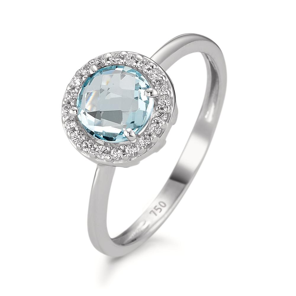 Bague Or blanc 18K Topaze bleu Ø9 mm-590627