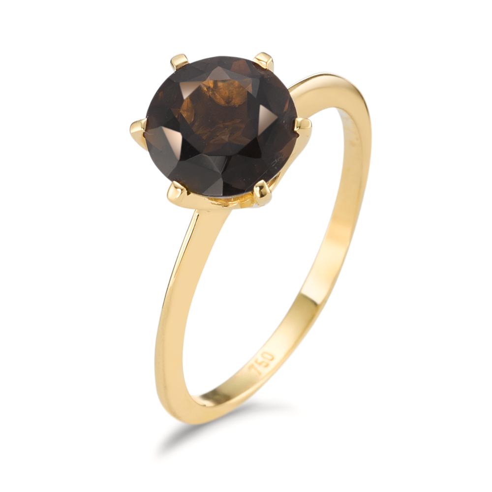 Bague Or jaune 18K Quartz fumé Ø8 mm-590628